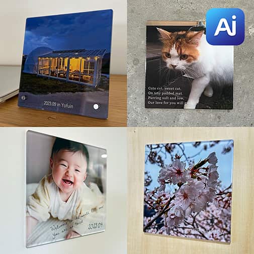 【Aiエンジン搭載】アクリルフォト（正方形）　色褪せない透明感