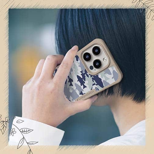 【Compos-Case】ブラックバス　迷彩大柄　ライトブルー