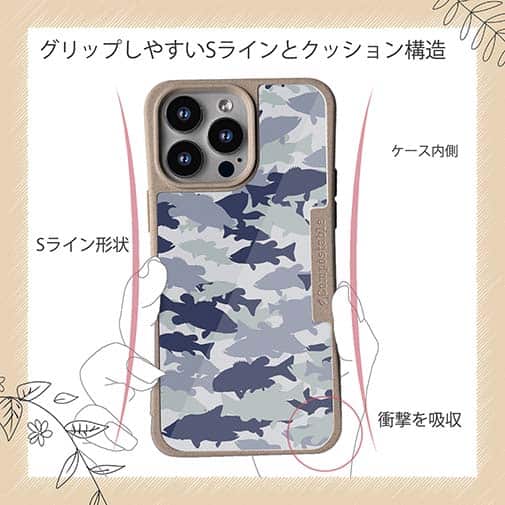 【Compos-Case】ブラックバス　迷彩大柄　ライトブルー