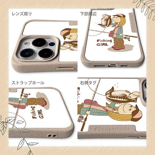 【Compos-Case】釣りガール　イラスト　ブラックバス