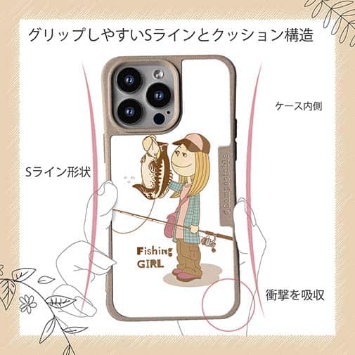 【Compos-Case】釣りガール　イラスト　ブラックバス