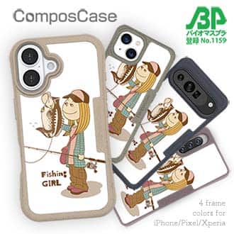 【Compos-Case】釣りガール　イラスト　ブラックバス