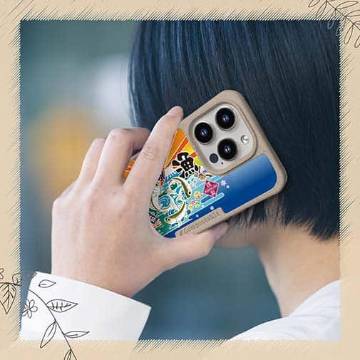 【Compos-Case】赤ワイン　大漁旗スマホケース　ワカサギ