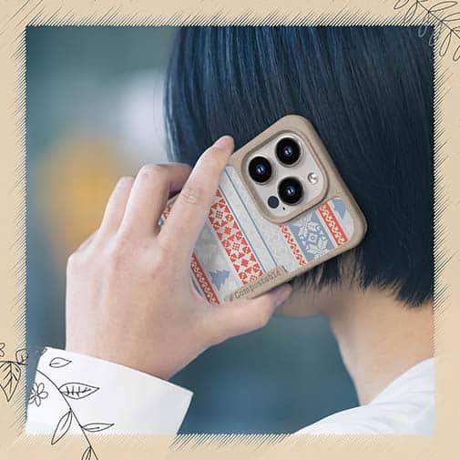 【Compos-Case】ノルディック柄 ブルー&レッド2