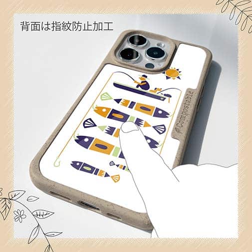 【Compos-Case】【釣りざんまい】愛犬と釣りを楽しむアングラー_カラフルホワイト