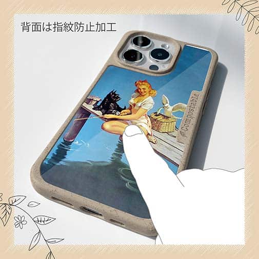 【Compos-Case】釣りをする女性 ビンテージバージョン