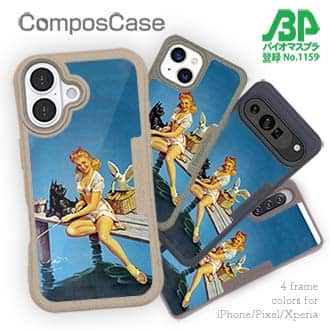 【Compos-Case】釣りをする女性 ビンテージバージョン