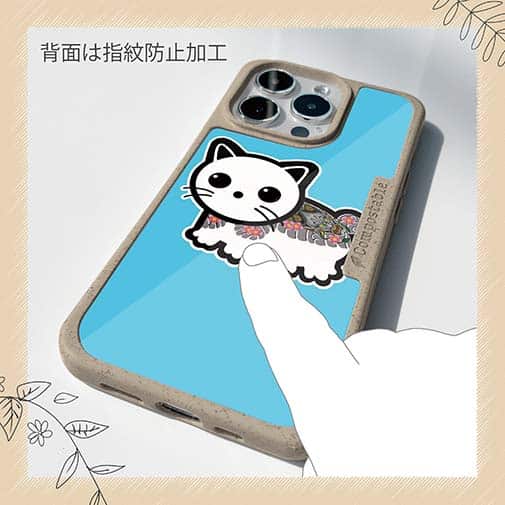 【Compos-Case】【彫姫】TATTOO HURTS 猫（ライトブルー）　和彫りデザイン