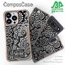 【ROMI HIME】【Compos-Case】ヘナ タトゥー　トライバル　花　ブラック＆銀箔