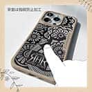【ROMI HIME】【Compos-Case】ヘナ タトゥー　トライバル　花　ブラック＆銀箔
