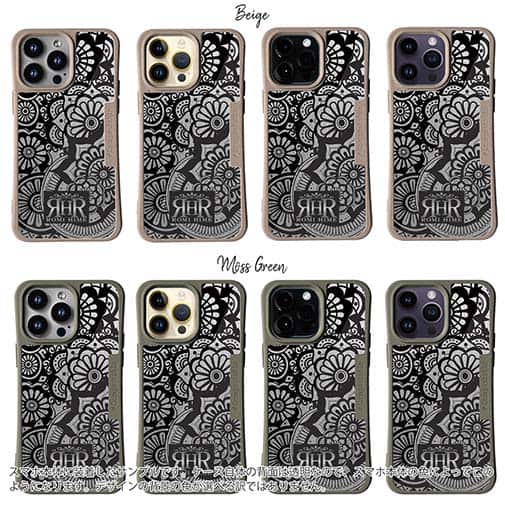 【ROMI HIME】【Compos-Case】ヘナ タトゥー　トライバル　花　ブラック＆銀箔