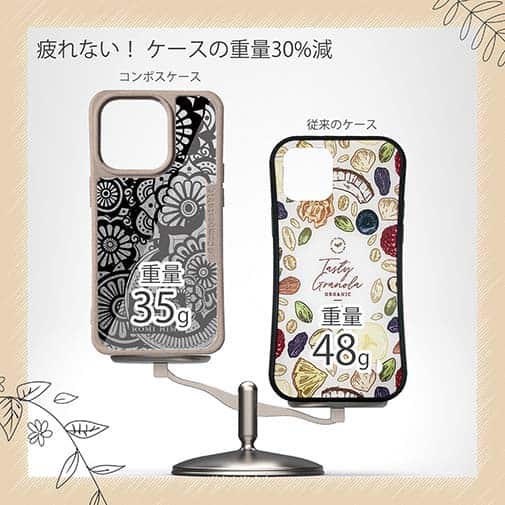 【ROMI HIME】【Compos-Case】ヘナ タトゥー　トライバル　花　ブラック＆銀箔