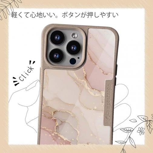 【Compos-Case】くすみカラーマーブル調 ピンク＆ゴールド
