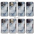 【Compos-Case】くすみカラーマーブル調 ブルー＆ゴールド