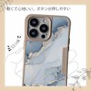 【Compos-Case】くすみカラーマーブル調 ブルー＆ゴールド