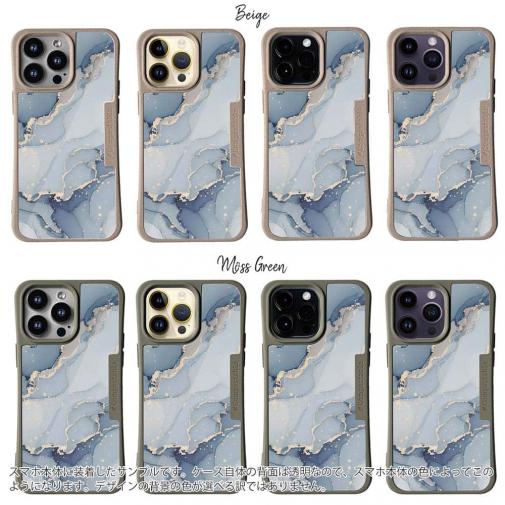 【Compos-Case】くすみカラーマーブル調 ブルー＆ゴールド