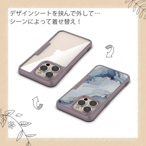 【Compos-Case】くすみカラーマーブル調 ブルー＆ゴールド