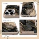 【Compos-Case】くすみカラーマーブル調 ブラック＆ゴールド