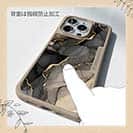 【Compos-Case】くすみカラーマーブル調 ブラック＆ゴールド