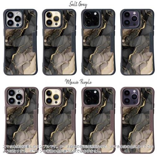 【Compos-Case】くすみカラーマーブル調 ブラック＆ゴールド