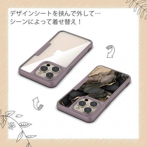 【Compos-Case】くすみカラーマーブル調 ブラック＆ゴールド