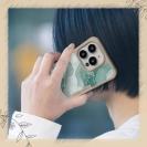 【Compos-Case】くすみカラーマーブル調 グリーン＆ゴールド