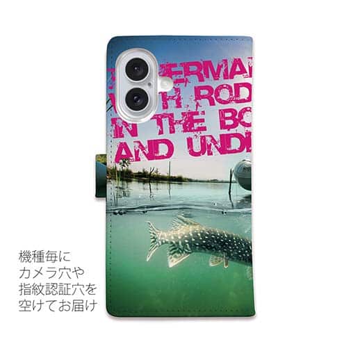 【手帳型】Fisherman with rod in the boat