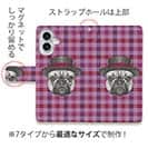 かわいいブルドッグ　チェック柄