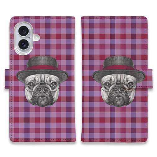 かわいいブルドッグ チェック柄