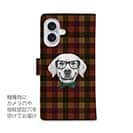 【手帳型】かわいいレトリバー　チェック柄