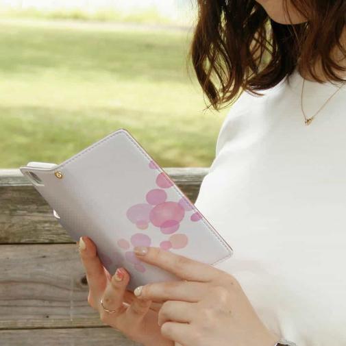 【手帳型】やさしい水玉　ピング