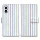 【手帳型】ストライプ　ブルー