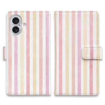 【手帳型】ストライプ　ピンク