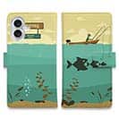 【手帳型】Fishing on the boat　イラスト