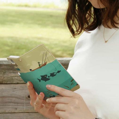 【手帳型】Fishing on the boat　イラスト