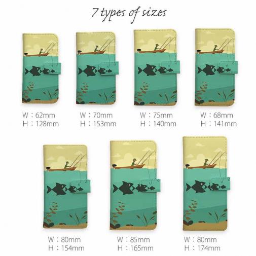 【手帳型】Fishing on the boat　イラスト