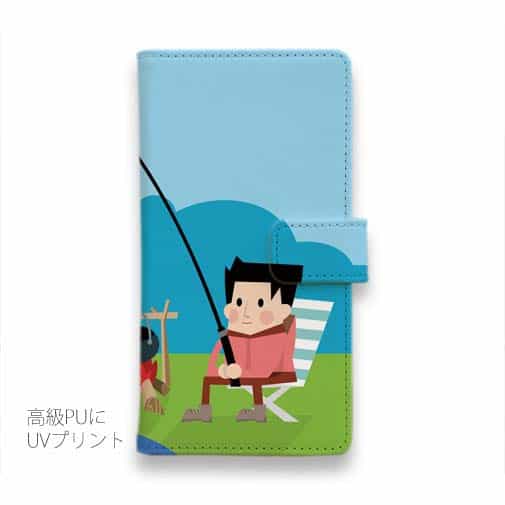 【手帳型】釣り人とクリップアート