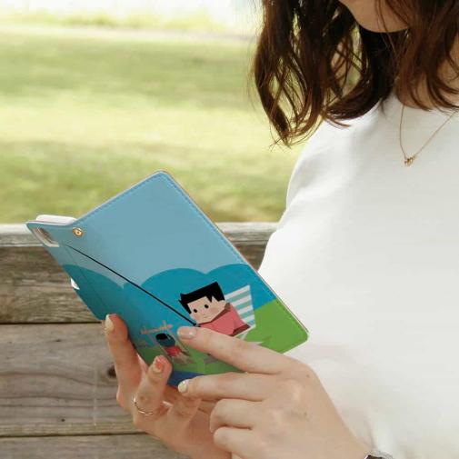 【手帳型】釣り人とクリップアート