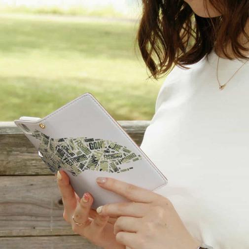 【手帳型】新聞の切り抜き風　魚のイラスト