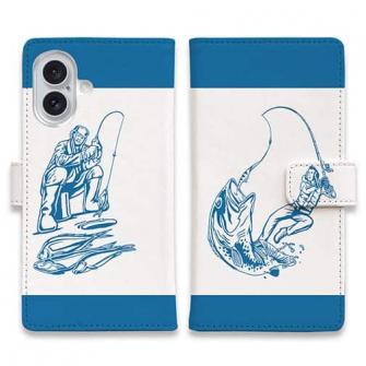 【手帳型】釣り人のシルエット　バスフィッシング