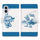 【手帳型】釣り人のシルエット　サーモンフィッシング