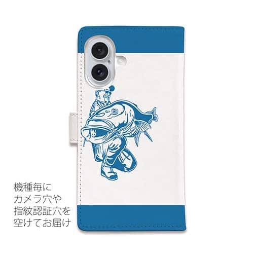 【手帳型】釣り人のシルエット　サーモンフィッシング