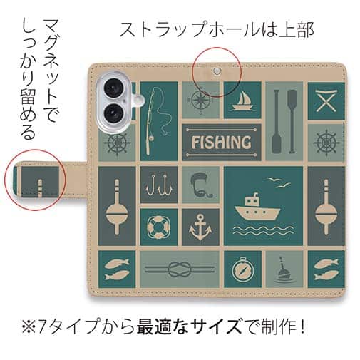 【手帳型】マス状の釣りアイコン