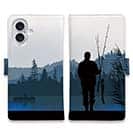 【手帳型】朝の釣り人の影