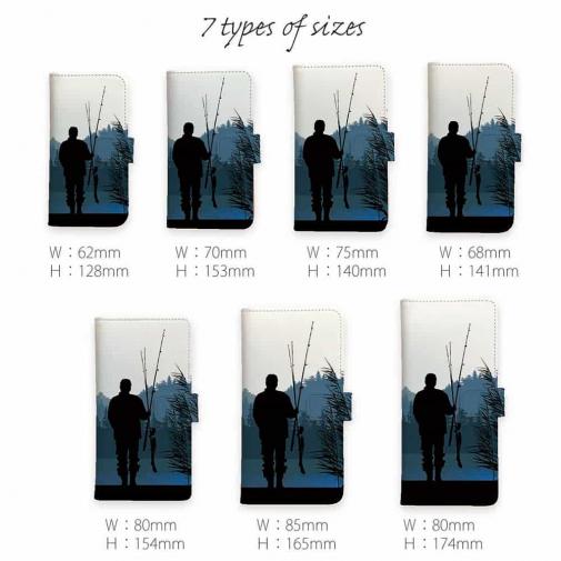 【手帳型】朝の釣り人の影