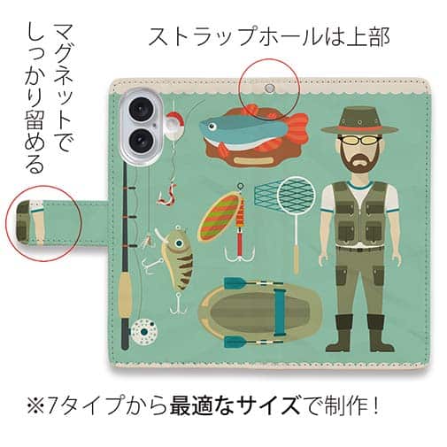 【手帳型】アウトドア・フィッシャーマン