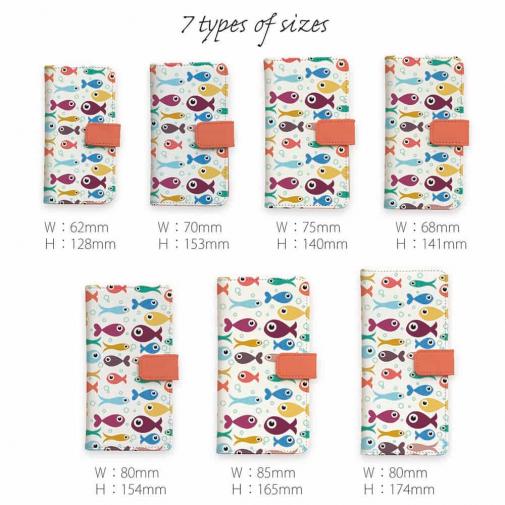 【手帳型】可愛い魚のシームレスパターン