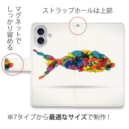 【手帳型】カラフルフィッシュ