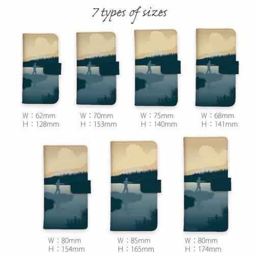 【手帳型】川岸のフライフィッシャー　ブルー