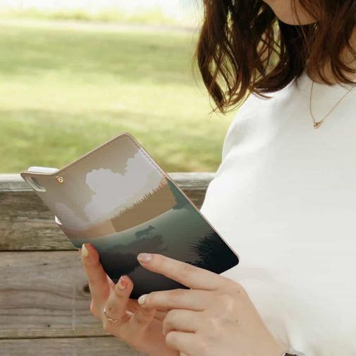 【手帳型】川岸の鹿　チャコール